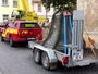 Bild-Impressionen vom Aufzug der neuen Bronzeglocken auf den Turm der Trinitatiskirche am 1. Juli 2020